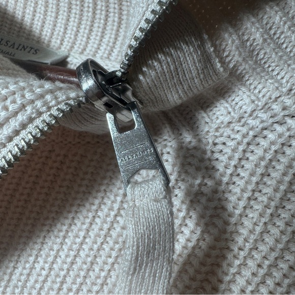 Allsaints Kadine Funnel Roll Neck Sweater Hush Pink Size Small Cotton Wool - Picture 5 of 11